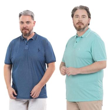 Imagem de Kit 2 Camisa Polo Masculina Plus Size Piquet Viscose Dry