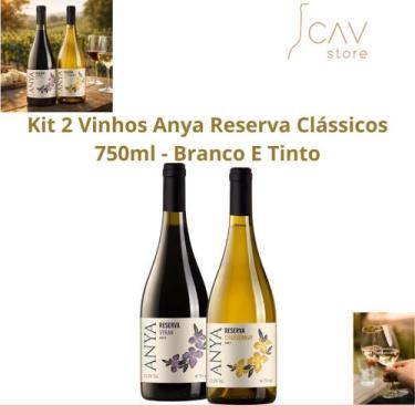 Imagem de Kit 2 Vinhos Anya Reserva Clássicos 750ml  Syrah Tinto e Chardonnay Br