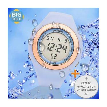 Imagem de Relógio Digital Feminino Esportivo SHUNWAY Azul+BATERIA - Tudo em Caix