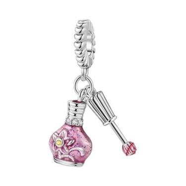 Imagem de Pingentes De Frasco De Perfume Com Laço Rosa Em Prata Esterlina 925 Pa