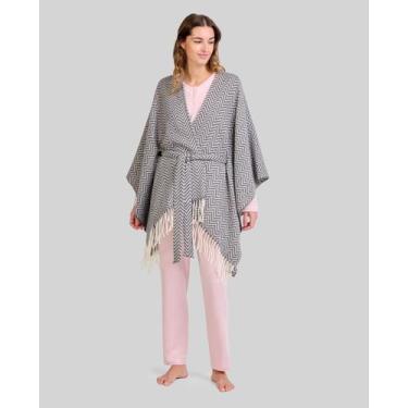 Imagem de Poncho Feminino Espiga Macio Cinza Lohe, Cinza, Único