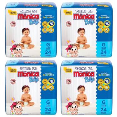 Imagem de Fralda Turma da Mônica Baby Jumbo Tamanho G - 4 Pacotes com 24 Fraldas