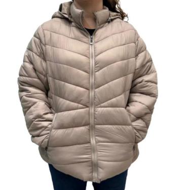 Imagem de Jaqueta feminina plus size city lady puffer nylon 628037, Creme, G2