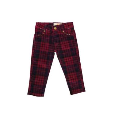 Imagem de Calça Xadrez Veludo Infantil Menina - kiki & Mily, Vermelho, 2