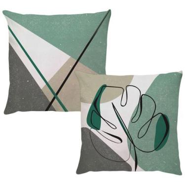 Imagem de Par Capa Almofada Listra Abstrata Verde Neo Moderna Sala Quarto 45x45 