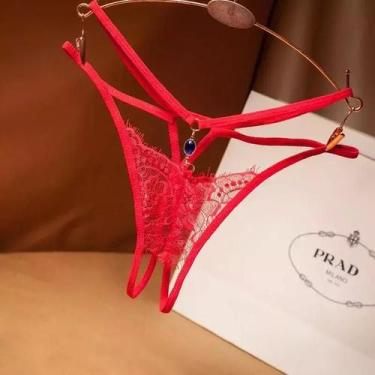 Imagem de Calcinha de Renda Fio dental T-Back, sem costura ElaShopp, Vermelho