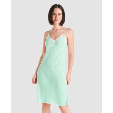 Imagem de Camisola Feminina Jacquard Macia Verde Lohe, Verde, P