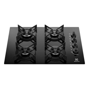Imagem de Cooktop 4 Bocas a Gás Electrolux Mesa de Vidro Efficient Grade de Aço 