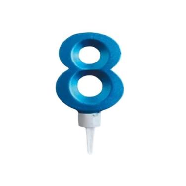 Imagem de Vela Aniv 8 Metal Azul Alchester Velas - ALCHETSTER, Unico, Unico