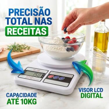Imagem de Balança De Cozinha Digital LCD 10kg Com Tara Para Receitas e Dieta - L