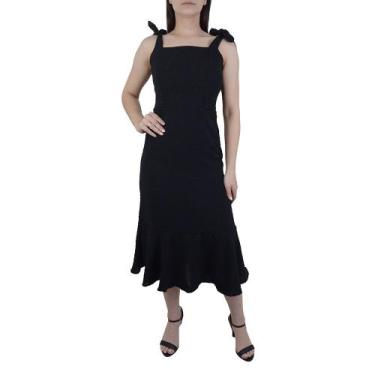 Imagem de Vestido Feminino Autenticada Fonfon Midi Preto - 7810, P, Preto