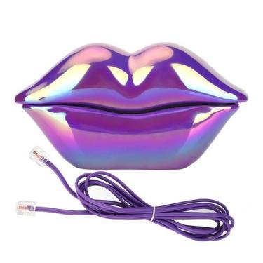 Imagem de Telefone com fio em formato de lábios ZJYICANUS, roxo eletroplado, dec