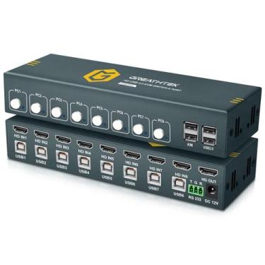 Imagem de Switch KVM GREATHTEK HDMI 8 Portas 4K@30Hz USB 2.0