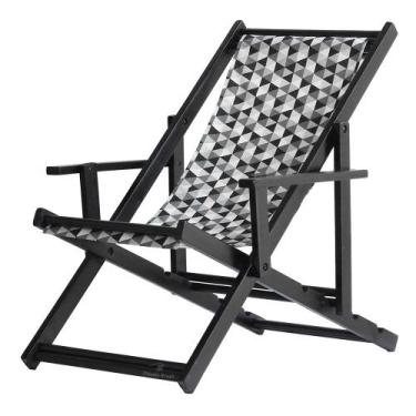 Imagem de Espreguiçadeira Dobrável Com Braço Madeira Maciça Envernizada Black Co