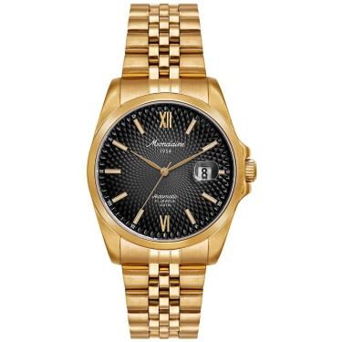 Imagem de Relógio Masculino 1954 Automático Aço Inox Calendário Preto e Dourado Mondaine 40MM