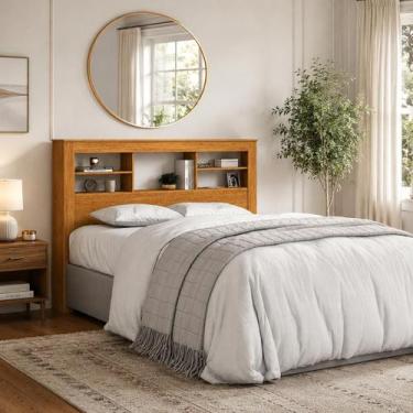 Imagem de Cabeceira para Cama Box Casal Elegance com Nichos Integrados - Vita Mó