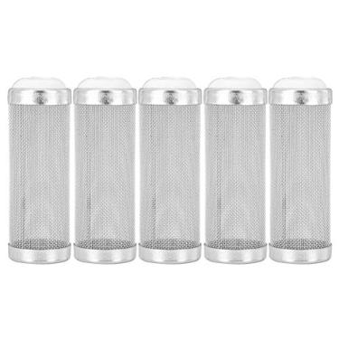 Imagem de Tnfeeon 5 peças de protetor de filtro de aquário de aço inoxidável, filtro de entrada de peixes de aquário cesta de malha proteção de camarão (12 mm)