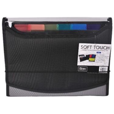 Imagem de Filexec Arquivo expansível de janela de lona acolchoada com toque suave, 13 bolsos, 1 pacote, preto (46227-8)