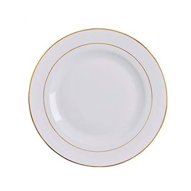 Imagem de NUNYANG Prato de jantar 25,7 cm de uso familiar, prato de aperitivo de cerâmica para restauração, bife clássico, prato de servir massas, 4 peças de cozinha
