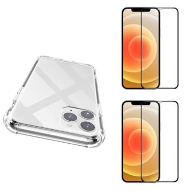 Imagem de Kit Capa Anti Impacto + 2X Película 3D Cobre Tudo Compatível iPhone 12 Mini