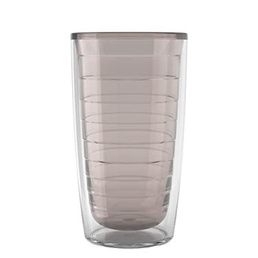 Imagem de Tervis Copo de mesa transparente e colorido feito nos EUA, copo isolado de parede dupla, mantém as bebidas frias e quentes, 473 ml, River Rock