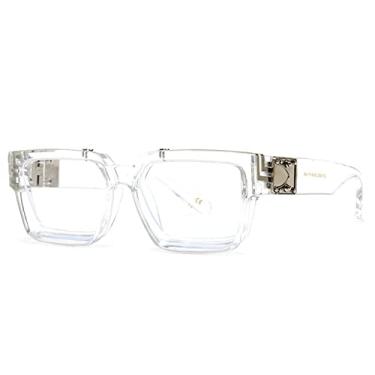 Imagem de Óculos de Sol Retangular Pequenos Mulheres Luxo Masculino Máscaras Retro Quadrado Preto Óculos de Sol Tendência Punk Óculos Para Masculino, Claro, China