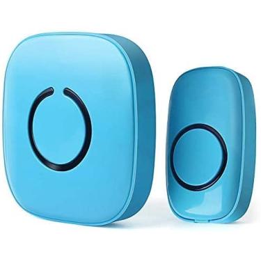 Imagem de SadoTech Campainha sem fio para casa – operada por bateria, 300 metros, campainha de porta sem fio com flash LED, 1 botão + 1 receptor, azul bebê
