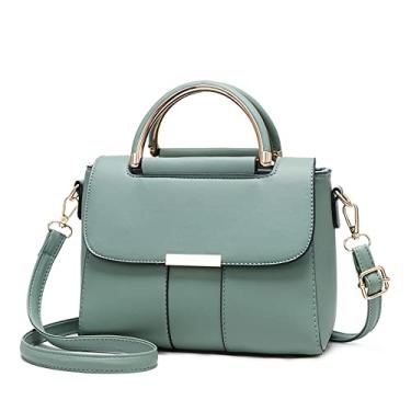 Imagem de Bolsa de couro feminina Fashon elegante alça superior bolsa transversal couro vegano bolsas de ombro, Verde