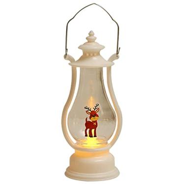 Imagem de Lanterna natal, lâmpada óleo pequena retrô portátiLED, luz pônei do papai noel, lâmpada vento vela eletrônica, lanterna natal alimentada por bateria com alça, para pare, árvore, lareira