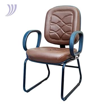 Imagem de Poltrona Cadeira Escritório Marrom Superior Base Fixa Ski