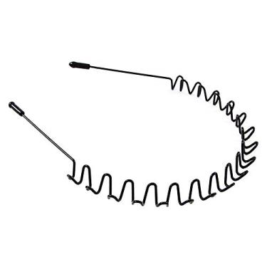 Imagem de TecHong Faixa de cabelo fashion para homens e mulheres - Presilhas de argola unissex preto elástico, faixa de metal antiderrapante