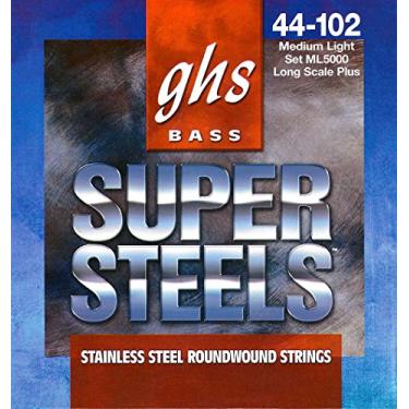 Imagem de GHS Strings ML5000 4 Super, Cordas de Baixo de Aço Inoxidável, Escala Longa Plus, Luz Média (.044.102) Conjunto