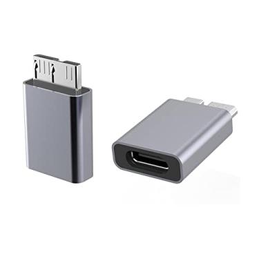 Imagem de Kework Pacote com 2 adaptadores Micro B USB para USB tipo C, USB 3.1 tipo C fêmea para USB 3.0 Micro B macho conector conversor adaptador