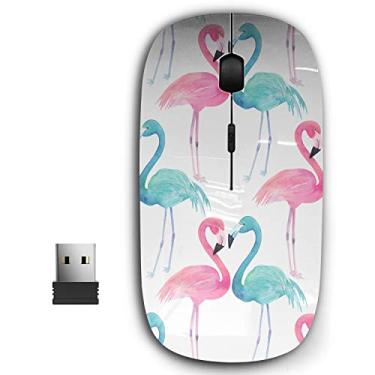 Imagem de Mouse sem fio USB ergonômico portátil 2,4 G para PC, laptop, computador, notebook com nano receptor (flamingo exótico em aquarela)