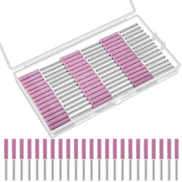 Imagem de Weewooday 50 Peças de Lixa de Pedra com Caixa de Armazenamento Plástico, Ferramenta de Polimento de Moagem de Bits para Apontador de Motosserra, 3/16 polegadas/4,8 mm