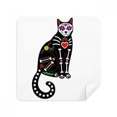 Imagem de Óculos de limpeza de tela de pano preto coração Halloween Terror Atmosphere, tecido de camurça, pacote com 2