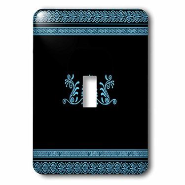 Imagem de 3dRose lsp_56710_1 Capa para interruptor de luz com chave grega clássica e folhas de palmeira grega antiga azul e preta