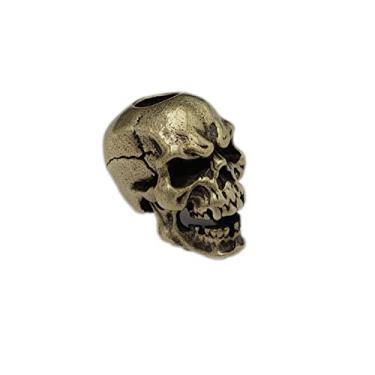 Imagem de 2 peças ferramentas DIY para atividades ao ar livre EDC latão contas de caveira de rei escuro, pingentes de corda de paracorda, acessórios de chaveiros (latão)