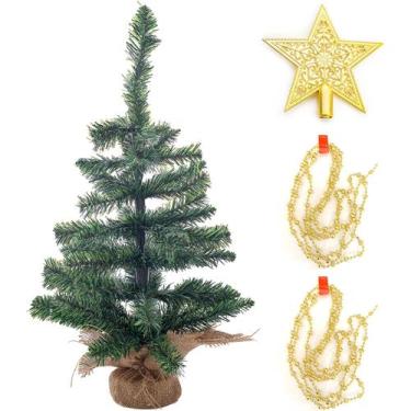 Imagem de Árvore De Natal 60 Cm Pequena Decorada Luxo Dourado Mesa - Divertiti