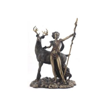 Imagem de 26cm Greek Goddess Diana Artemis and Moon Statue Figurine