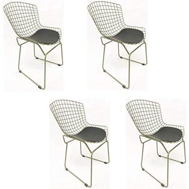 Imagem de Kit 4 Cadeiras BERTOIA cor Rato assento preto - Poltronas do Sul