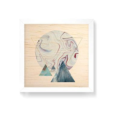 Imagem de Arte Maníacos Quadro decorativo com moldura caixa branca em Madeira - Geométrico Círculo Mesclado Claro - 30x30cm