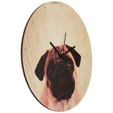 Imagem de Arte Maníacos Relógio em madeira Pug Dog - 30x30cm