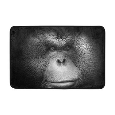 Imagem de My Little Nest Tapete de área de macaco laranja preto e branco, capacho leve 60 x 40 cm, espuma de memória para ambientes internos e externos, tapete para decoração de entrada, sala de estar, quarto, escritório, cozinha, corredor