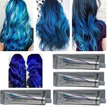 Imagem de Kit 04 Tinta Coloração Azul Royal Mairibel/Hidraty 60g