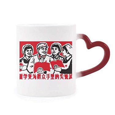 Imagem de Caneca feminina soldado patriotismo vermelho sensível ao calor Caneca vermelha muda de cor em grés