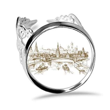 Imagem de DIYthinker Anel de noivado com desenho de ponto de referência da River Bridge