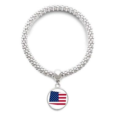 Imagem de DIYthinker Wyoming America Mapa Estrelas Listras Bandeira Prata Pulseira Pingente Joias Corrente Ajustável