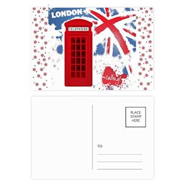 Imagem de Bandeira de Londres da Grã-Bretanha, Reino Unido, cabine de telefone vermelha, Natal, Natal, celebração, cartão postal cartão de bênção