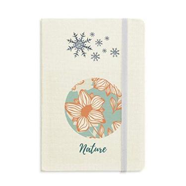 Imagem de Caderno de tinta floral azul laranja com flores grossas flocos de neve inverno